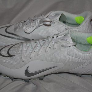 Men's Nike Alpha Huarache 8 Pro CW4439-100 White Metallic Silver Size 10